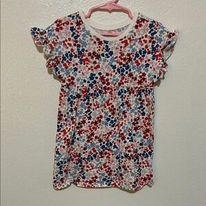 Old Navy Blue and Red Floral Short Sleeve Tee